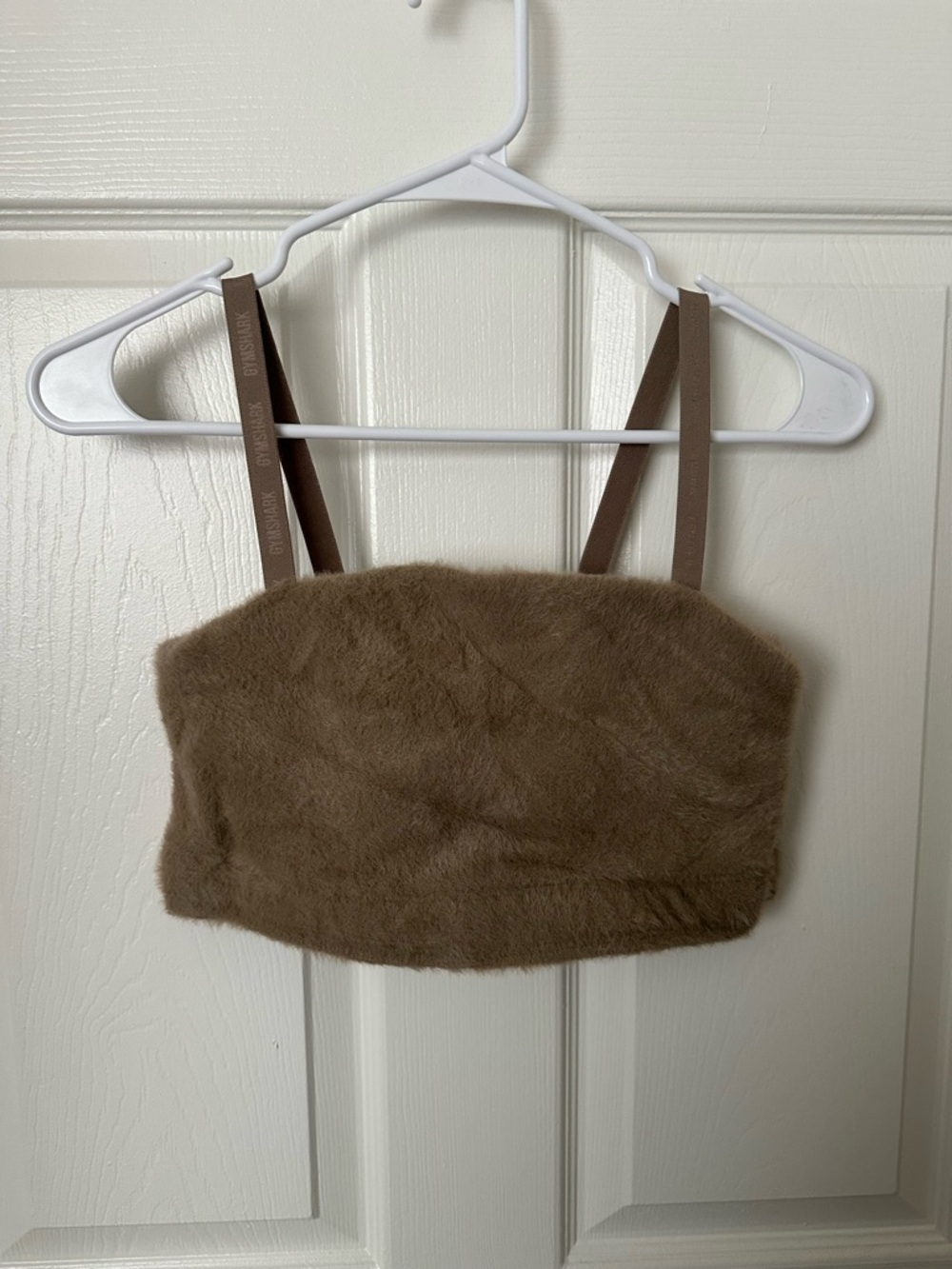 Gymshark Brown Faux Fur Bralette with Brown Straps